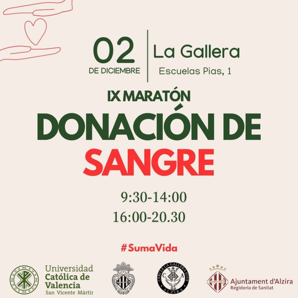 Maratón Donación de Sangre Alzira Marató Donació Sang Cercle La Gallera Jove CAJ